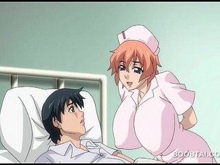 Dominate hentai nurse sucks plus rides cock with anime videotape