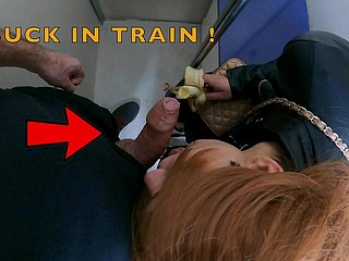 Nymphomaniac Fixed devoted to Spliced Swell up Unknown Guy in Train!